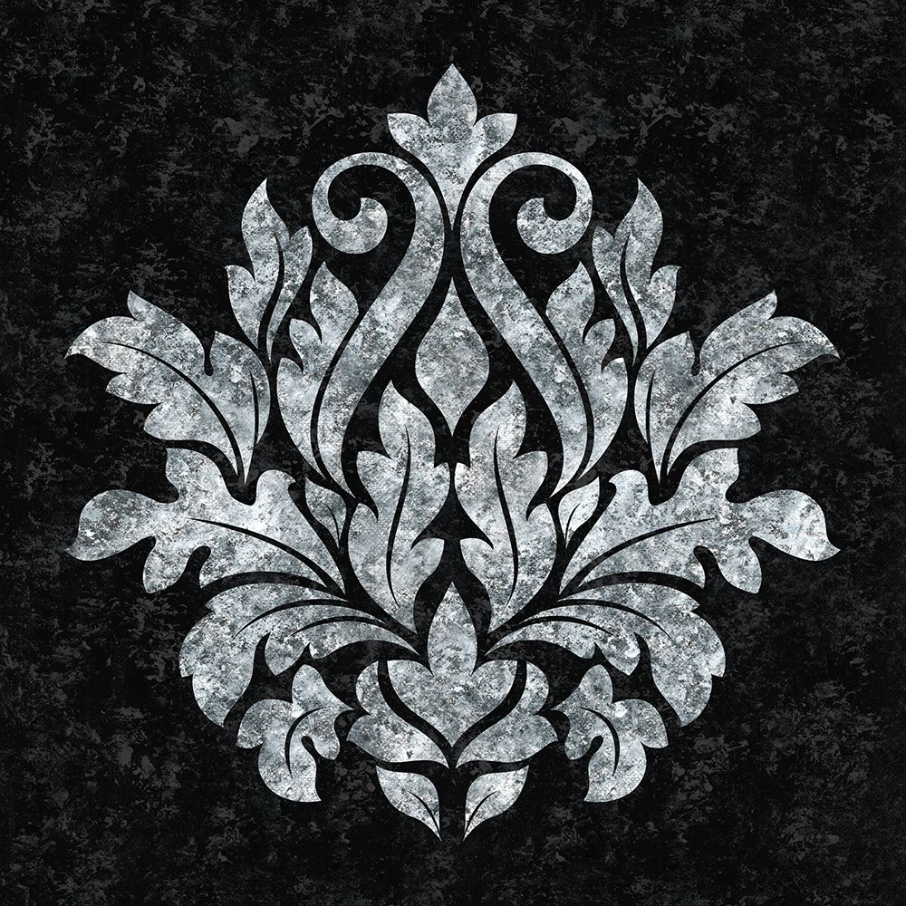 Art Print: Textured Damask I on black