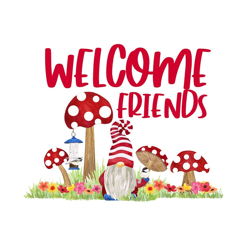 Wall Art Painting id:427767, Name: Gardening Gnomes Sentiment IV-Welcome Friends, Artist: Reed, Tara