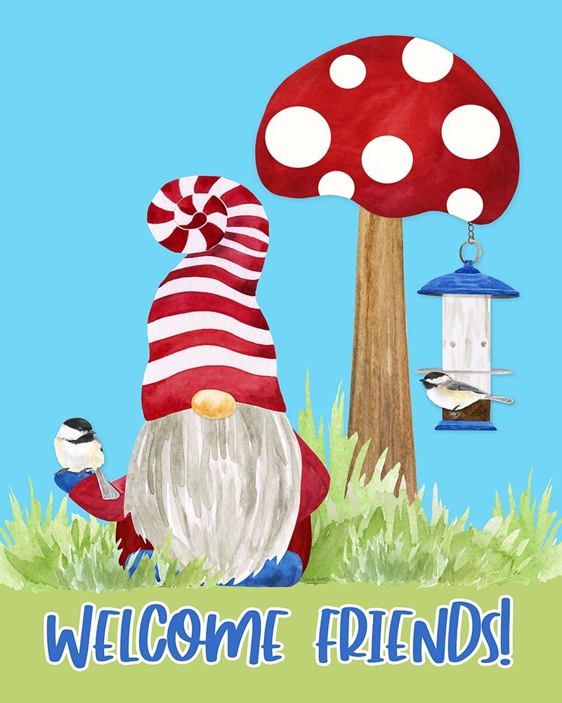 Wall Art Painting id:427775, Name: Gardening Gnomes Sentiment portrait IV-Welcome Friends, Artist: Reed, Tara