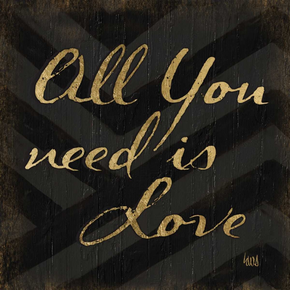 Art Print: Chevron Sentiments Black-Gold II