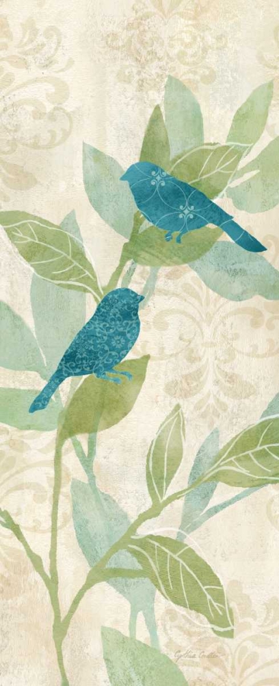 Art Print: Love Bird Patterns Turquoise Panel I