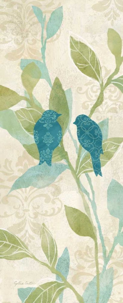 Art Print: Love Bird Patterns Turquoise Panel II