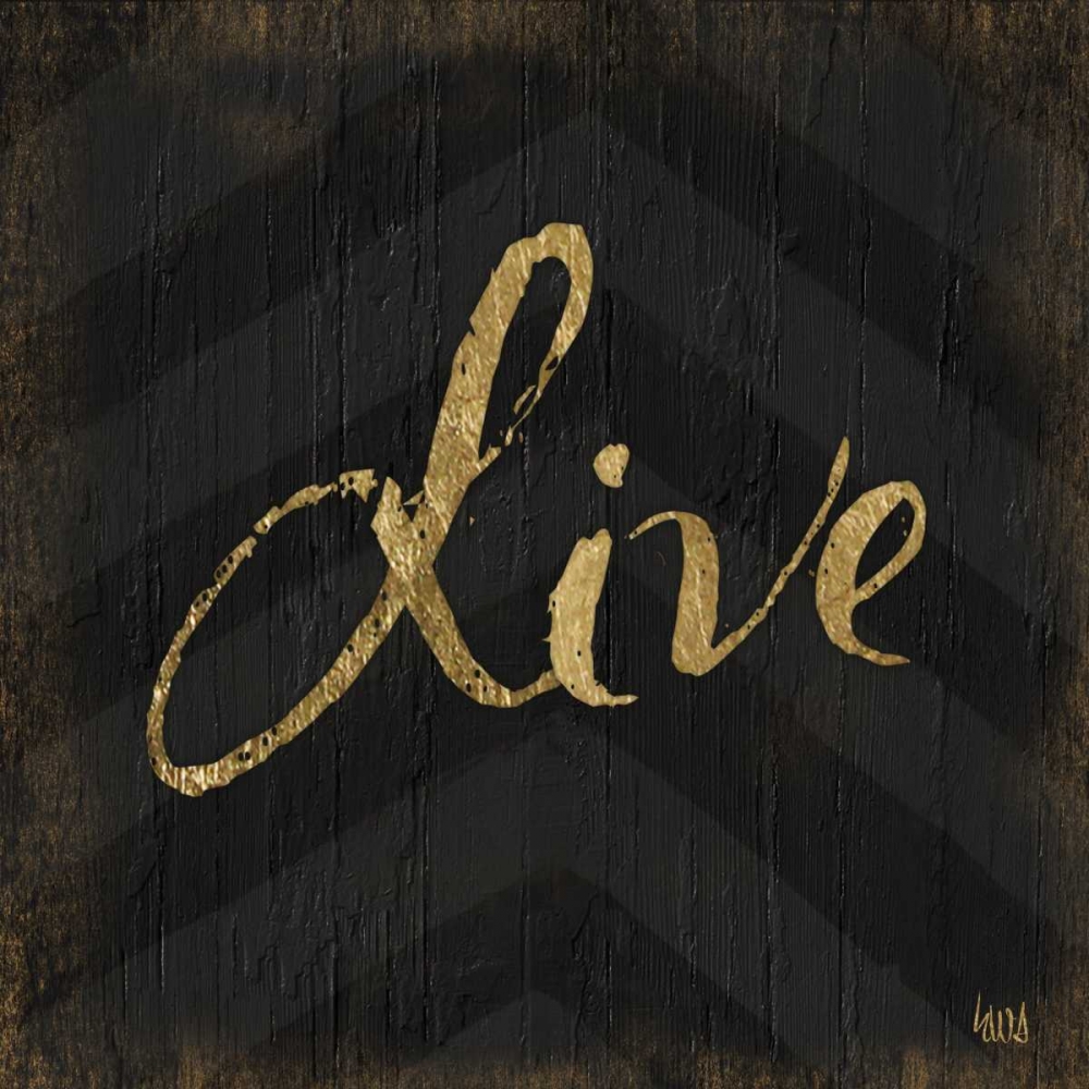 Art Print: Chevron Sentiments Gold Heart Trio I 