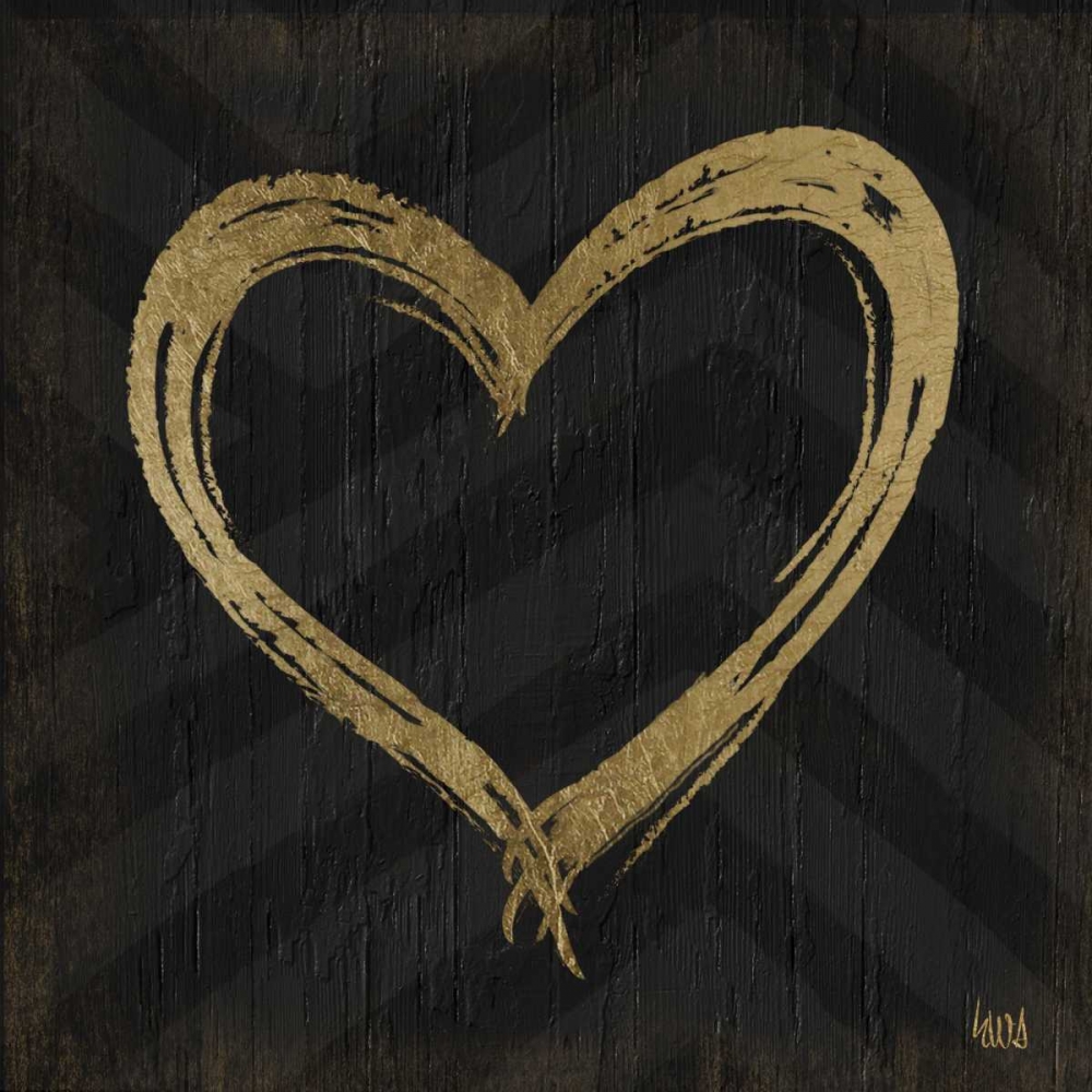 Wall art: Chevron Sentiments Gold Heart Trio II , by h.artworks