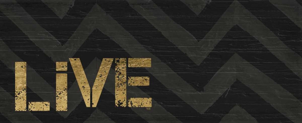 Art Print: Chevron Sentiments Black and Gold Panel I 