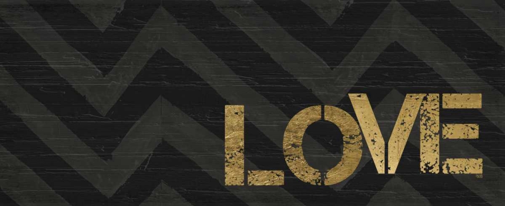Art Print: Chevron Sentiments Black and Gold Panel III 