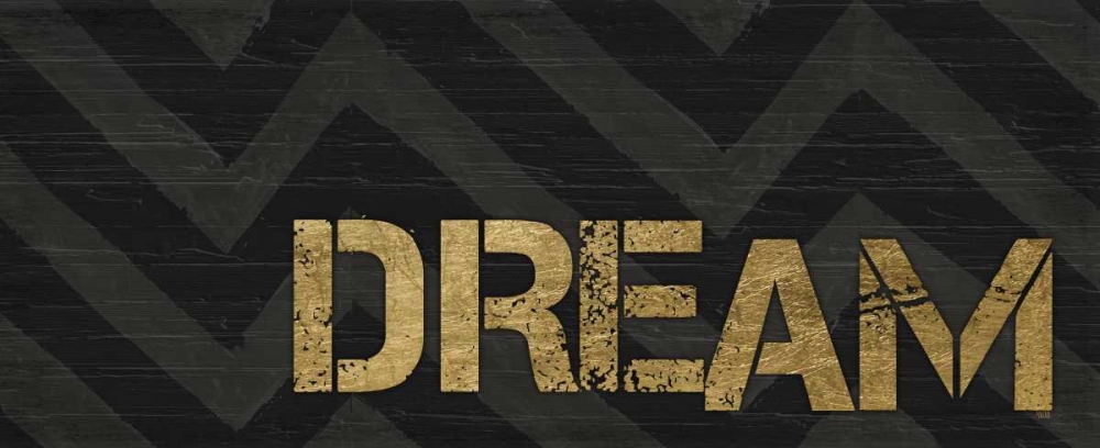 Art Print: Chevron Sentiments Black and Gold Panel IV 