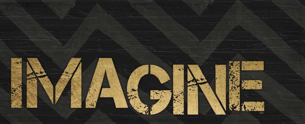 Art Print: Chevron Sentiments Black and Gold Panel V 