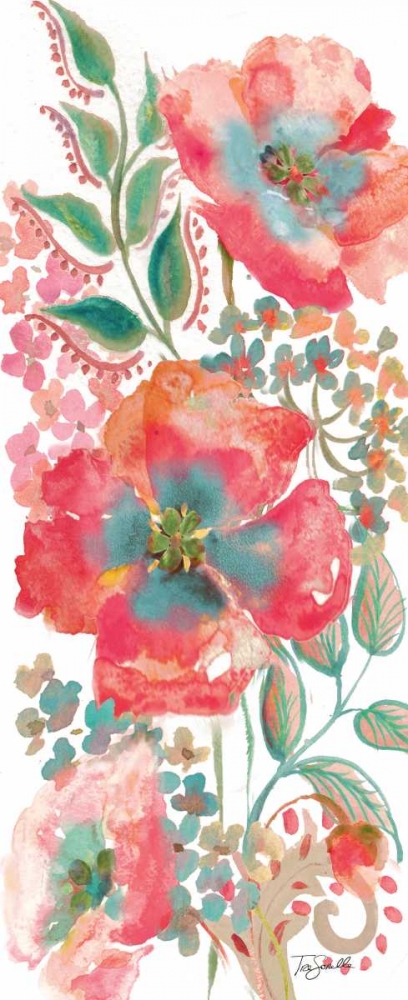 Wall Art Painting id:78067, Name: Bohemian Poppies Pink/Teal II, Artist: Tre Sorelle Studios