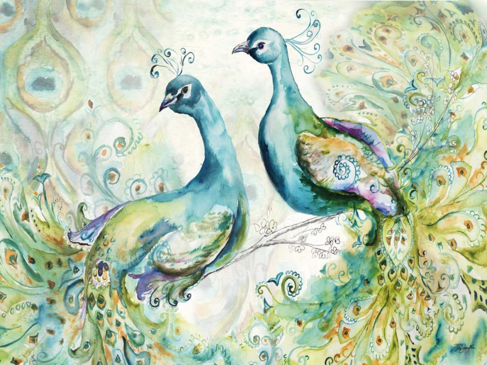 Wall Art Painting id:105995, Name: Bohemian Peacocks Landscape, Artist: Tre Sorelle Studios