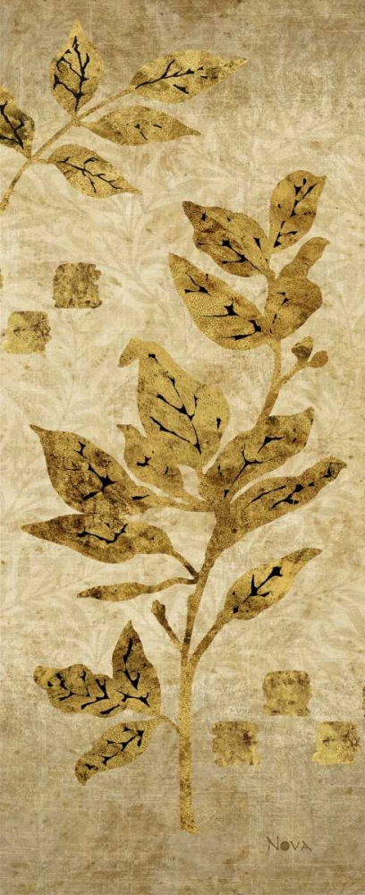 Art Print: Gold Leaf Branches Panel I