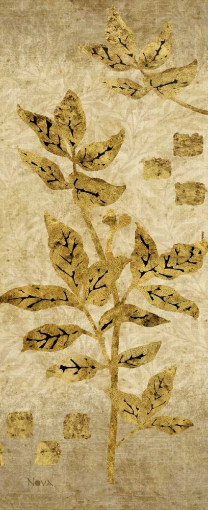 Art Print: Gold Leaf Branches Panel II