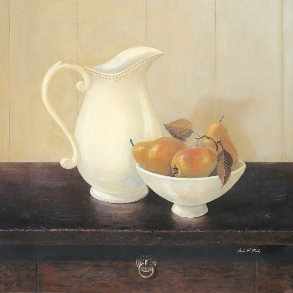 Wall Art Painting id:56204, Name: Creamware with Pears, Artist: Fisk, Arnie