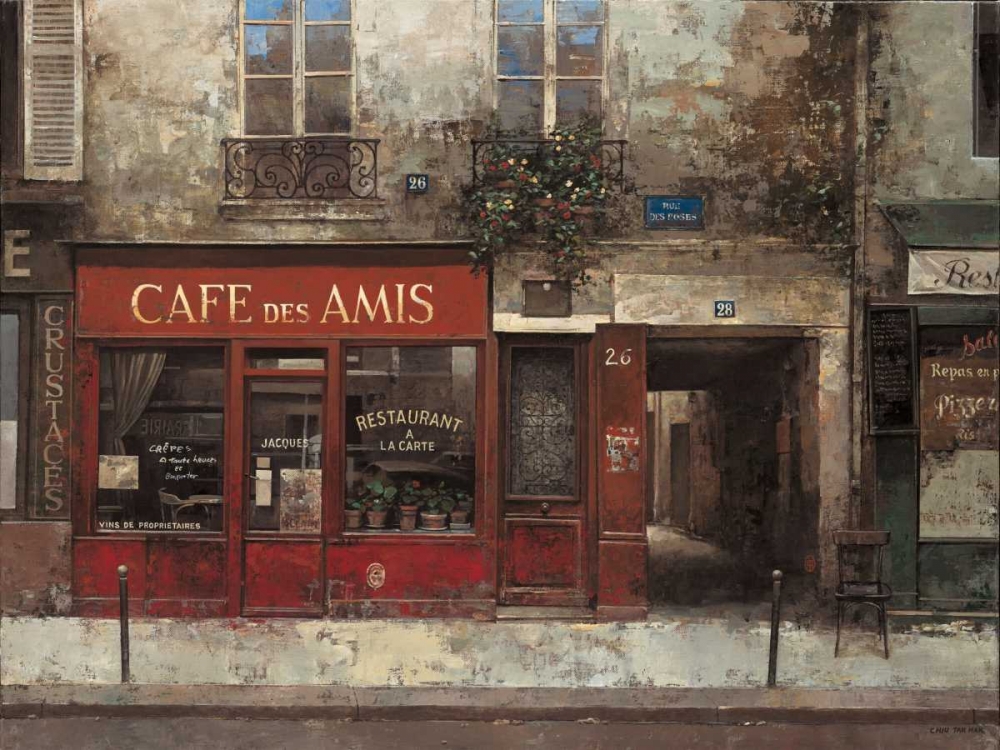 Wall Art Painting id:59718, Name: Cafe Des Amis, Artist: Hak, Chiu Tak