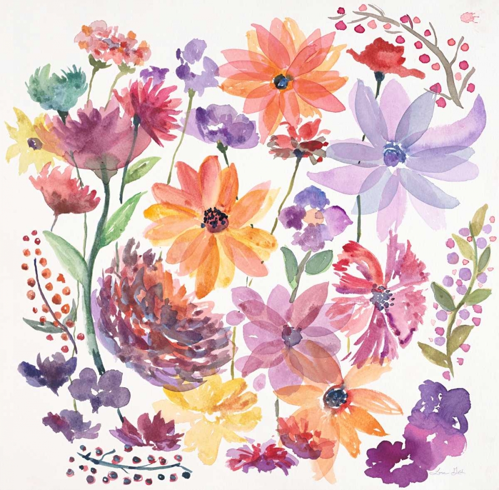 Wall Art Painting id:105600, Name: Happy Dancing Garden, Artist: Gold, Lora