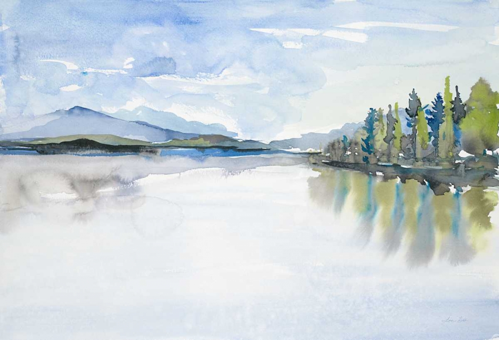 Wall Art Painting id:105607, Name: Lakefront Watercolor, Artist: Gold, Lora