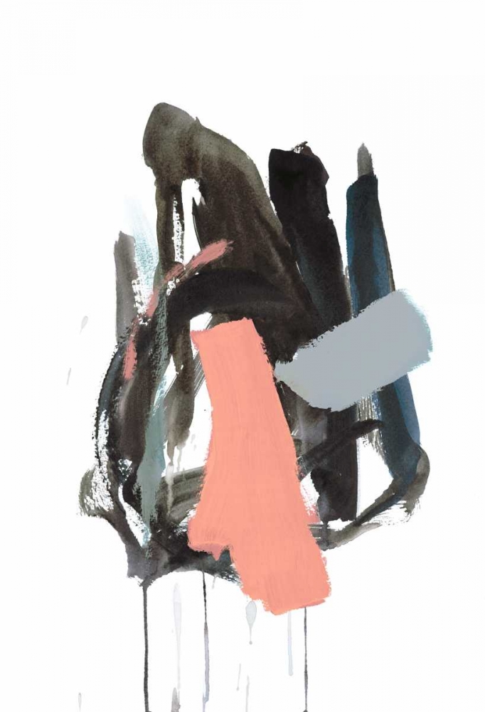 Wall Art Painting id:166557, Name: Gestural Brush, Coral, Artist: Gold, Lora