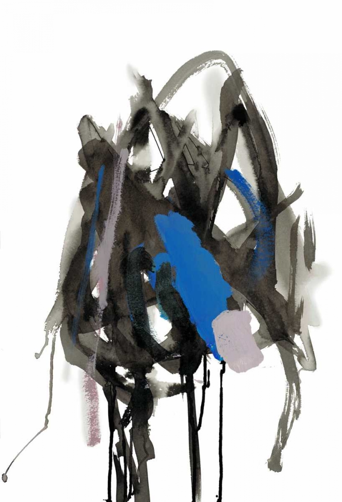 Wall Art Painting id:166555, Name: Gestural Brush, Blue, Artist: Gold, Lora