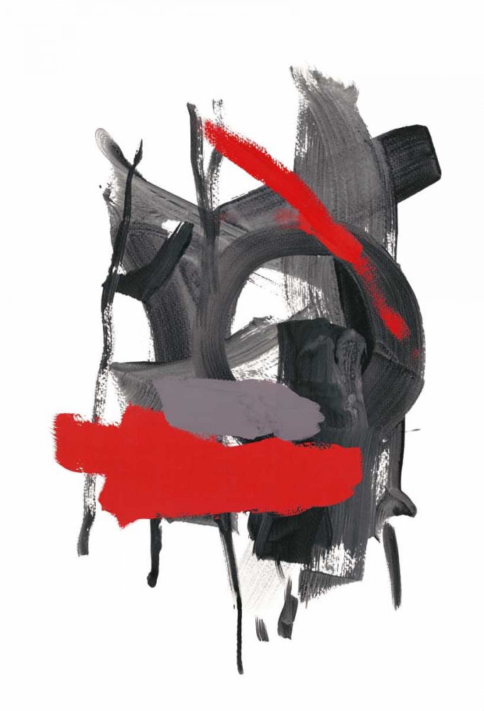 Wall Art Painting id:166553, Name: Gestural Brush, Red, Artist: Gold, Lora