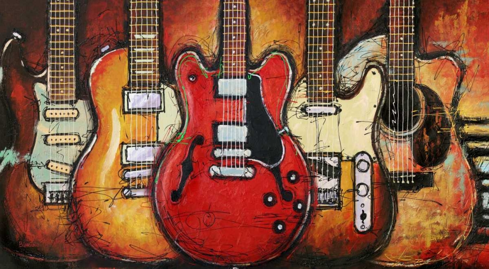 Wall Art Painting id:63484, Name: Guitar Collage, Artist: Langton, Bruce