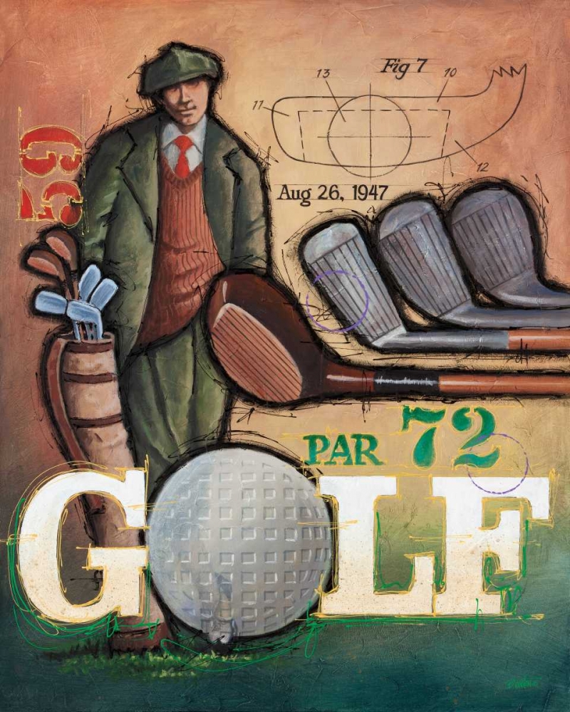 Wall Art Painting id:63497, Name: Vintage Golf 1, Artist: Langton, Bruce