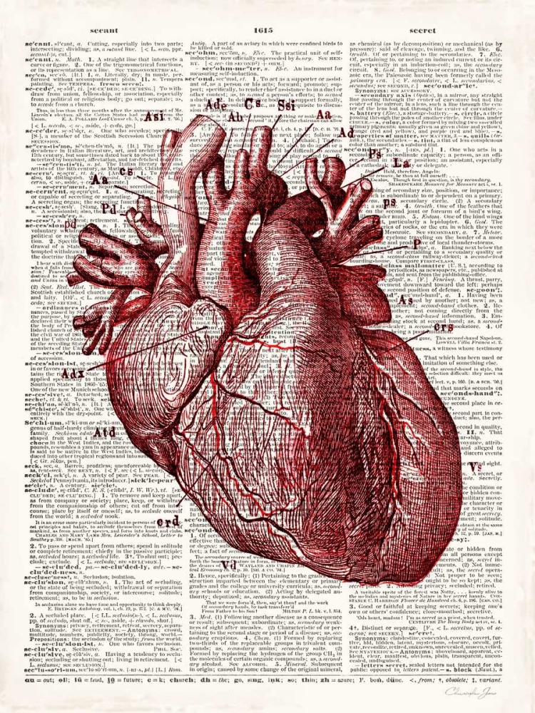 Wall art: Vintage Anatomy Heart, by James, Christopher