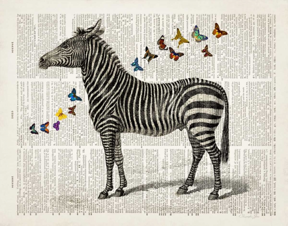 Wall Art Painting id:142092, Name: Zebra and Butterflies, Artist: James, Christopher