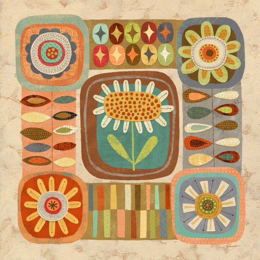 Wall Art Painting id:56760, Name: Floral Retro 2, Artist: Faust, Richard