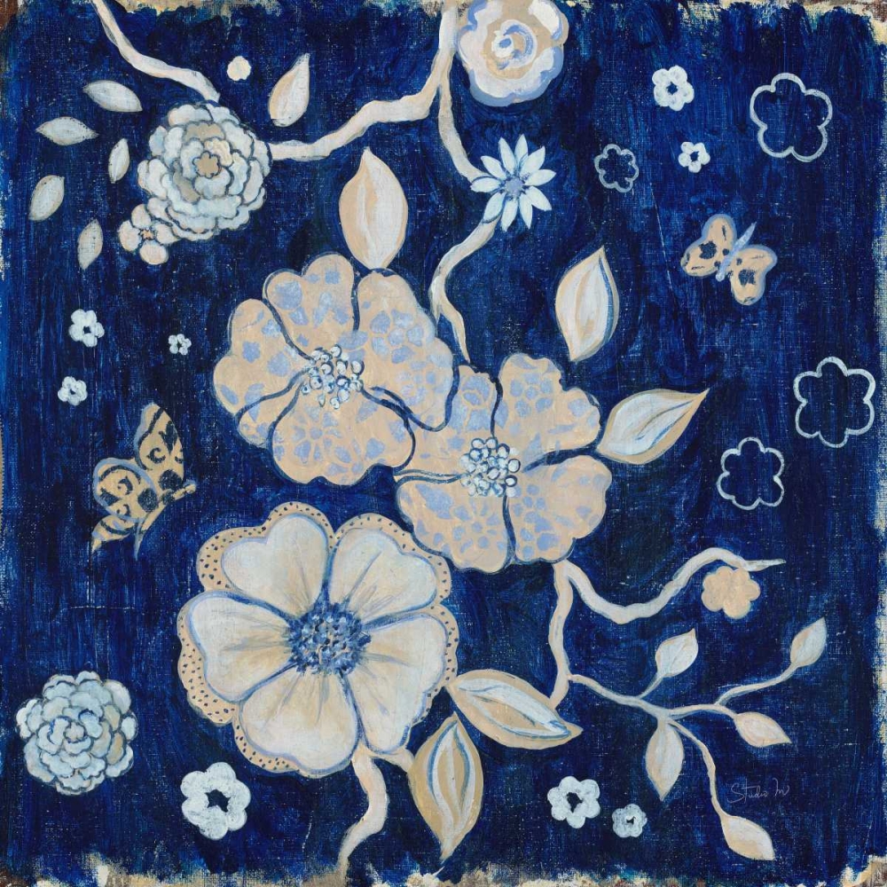 Art Print: Blue Chinoserie Garden1