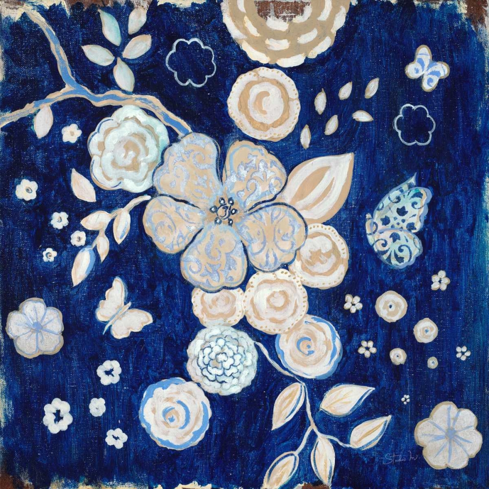 Art Print: Blue Chinoserie Garden2