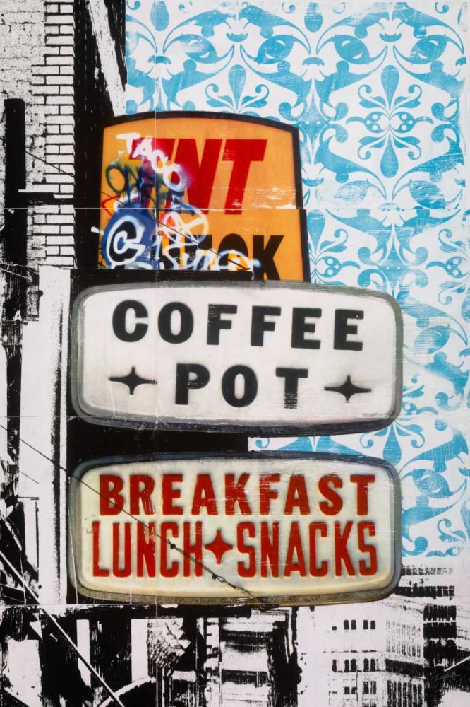 Art Print: Urban Collage Cafe