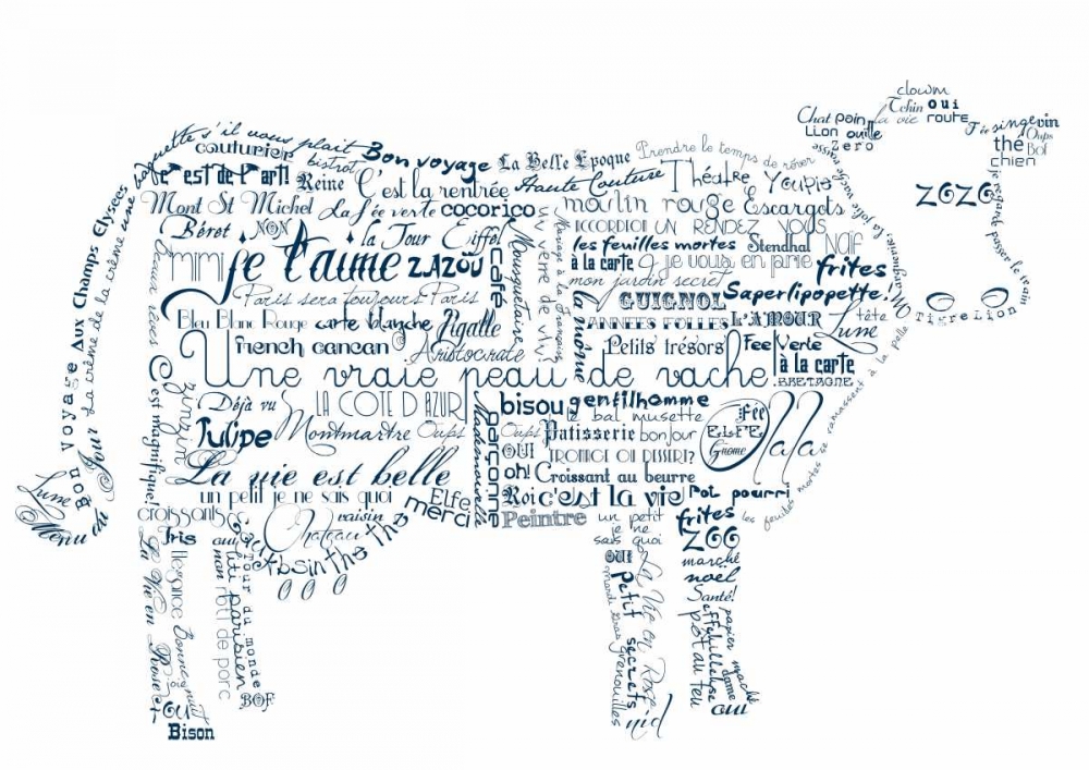 Wall Art Painting id:61927, Name: As The French Say-Cow 2, Artist: De Lauzun, Marion 