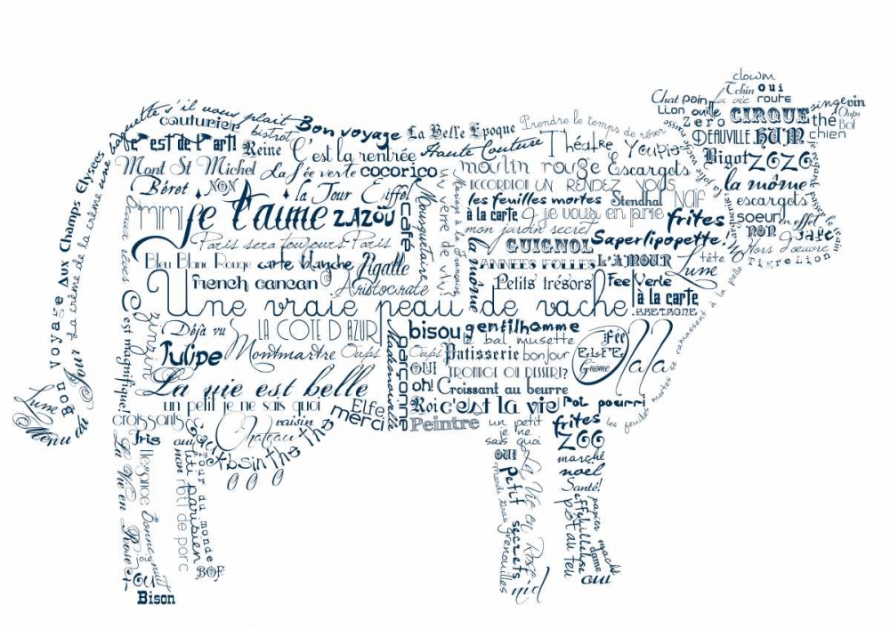 Wall Art Painting id:61926, Name: As The French Say-Cow 1, Artist: De Lauzun, Marion 