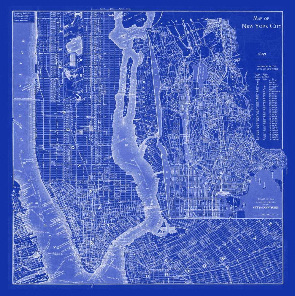 Wall Art Painting id:142292, Name: NYC Blueprint, Artist: Adam Shaw Cartography