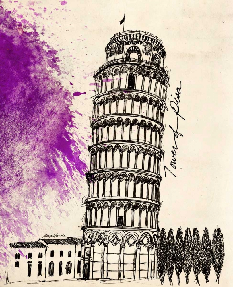 Wall art: Tower of Pisa in Pen, by Yamada, Morgan