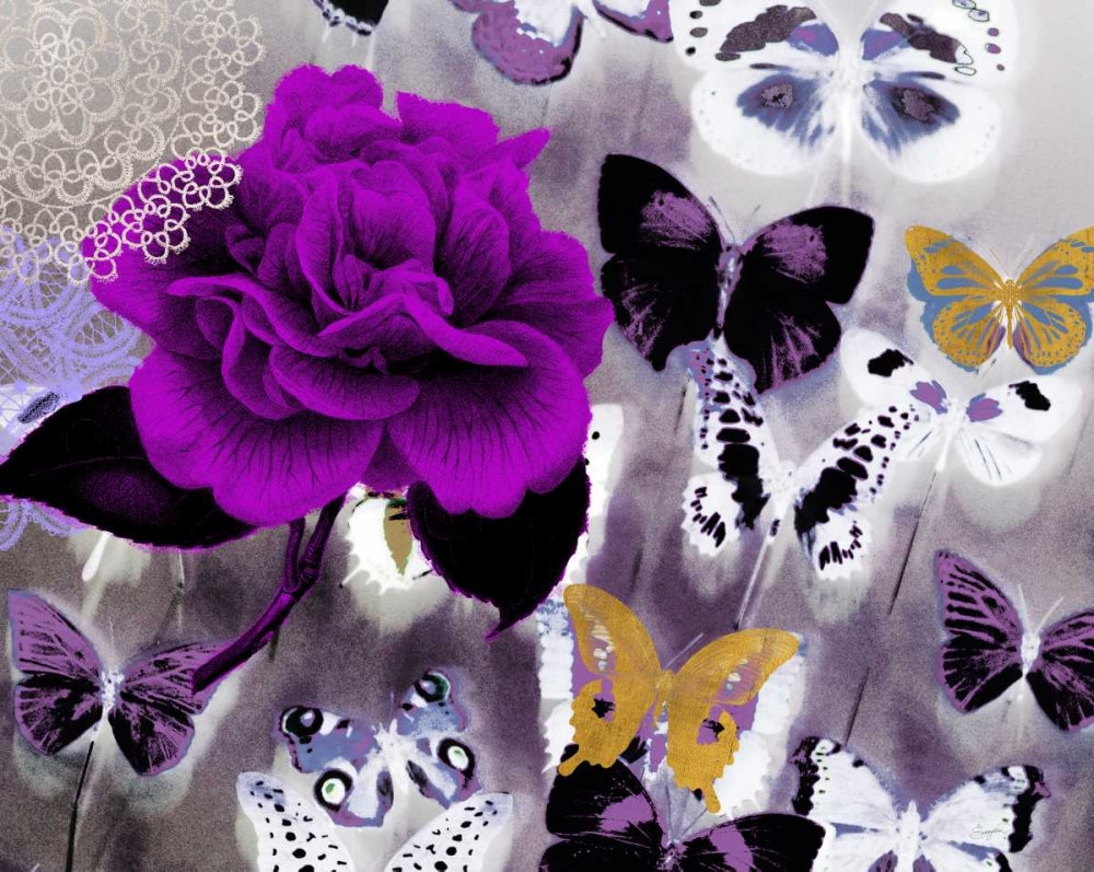 Wall Art Painting id:63509, Name: Butterfly Collage Magenta, Artist: Taylor, Evangeline