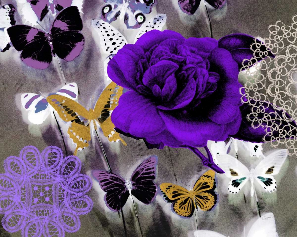 Wall Art Painting id:63510, Name: Butterfly Collage Purple, Artist: Taylor, Evangeline