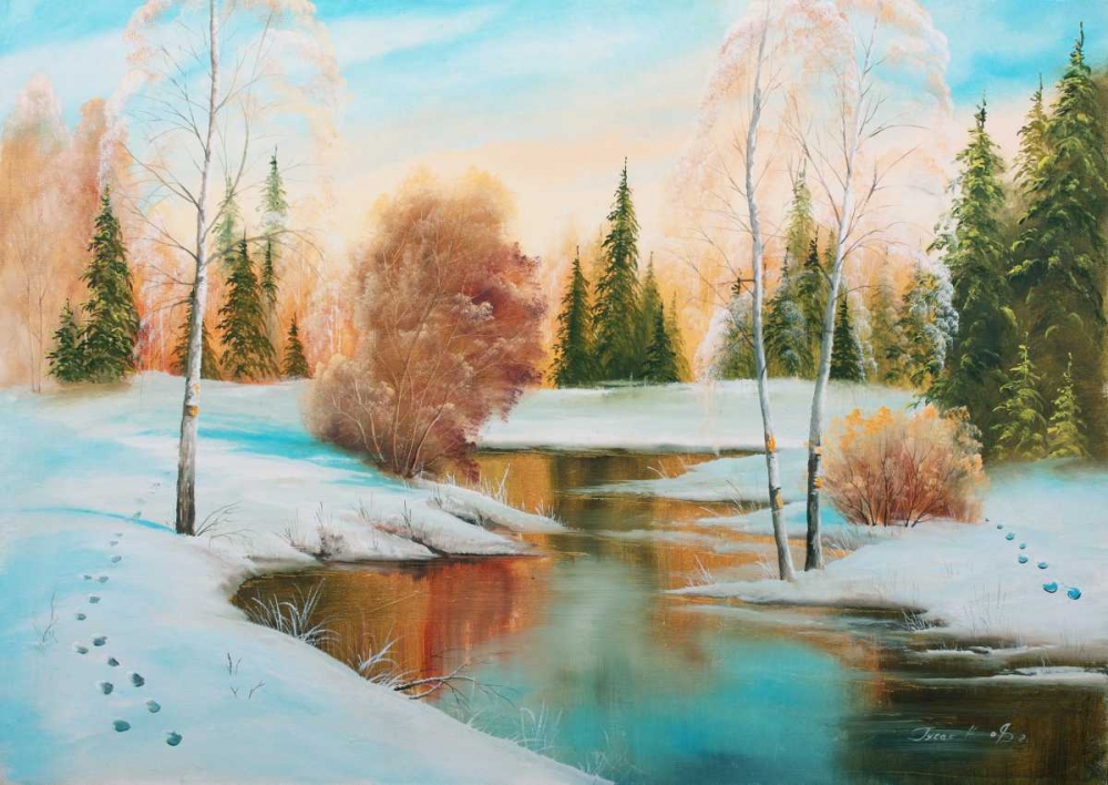 Wall art: Oil forestlake I, by Natalia, Gusak