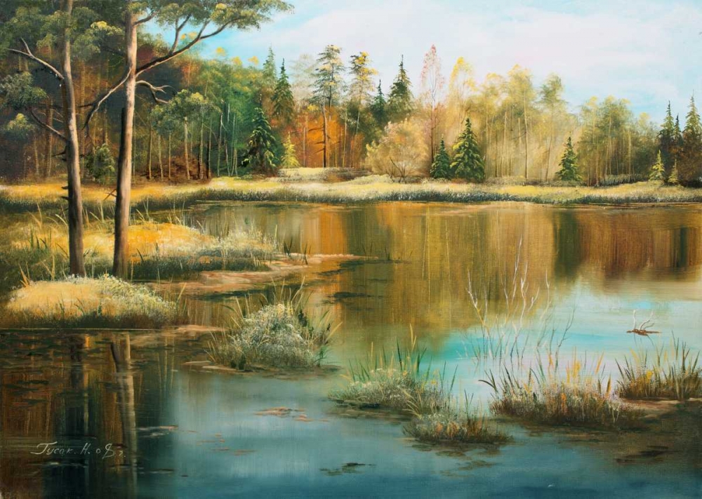 Art Print: Oil forestlake II