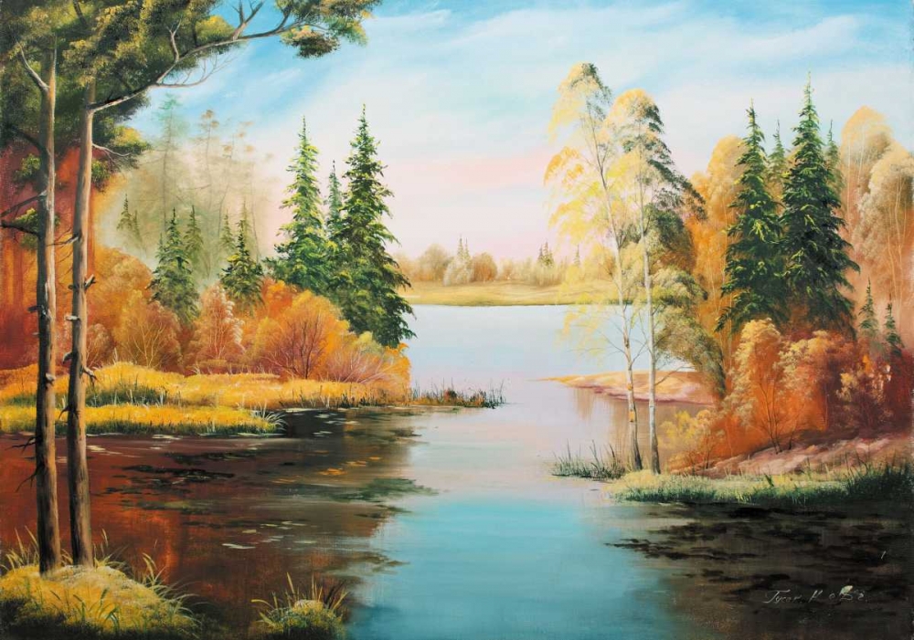 Art Print: Oil forestlake IV