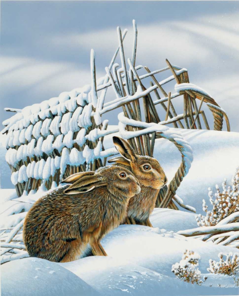 Wall Art Painting id:58103, Name: Bunnies in the snow, Artist: Weenink, Jan