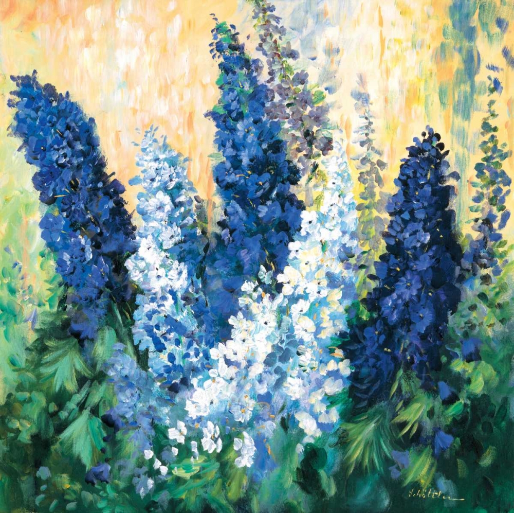 Wall Art Painting id:58189, Name: Larkspur in blues, Artist: Schottler, Katharina