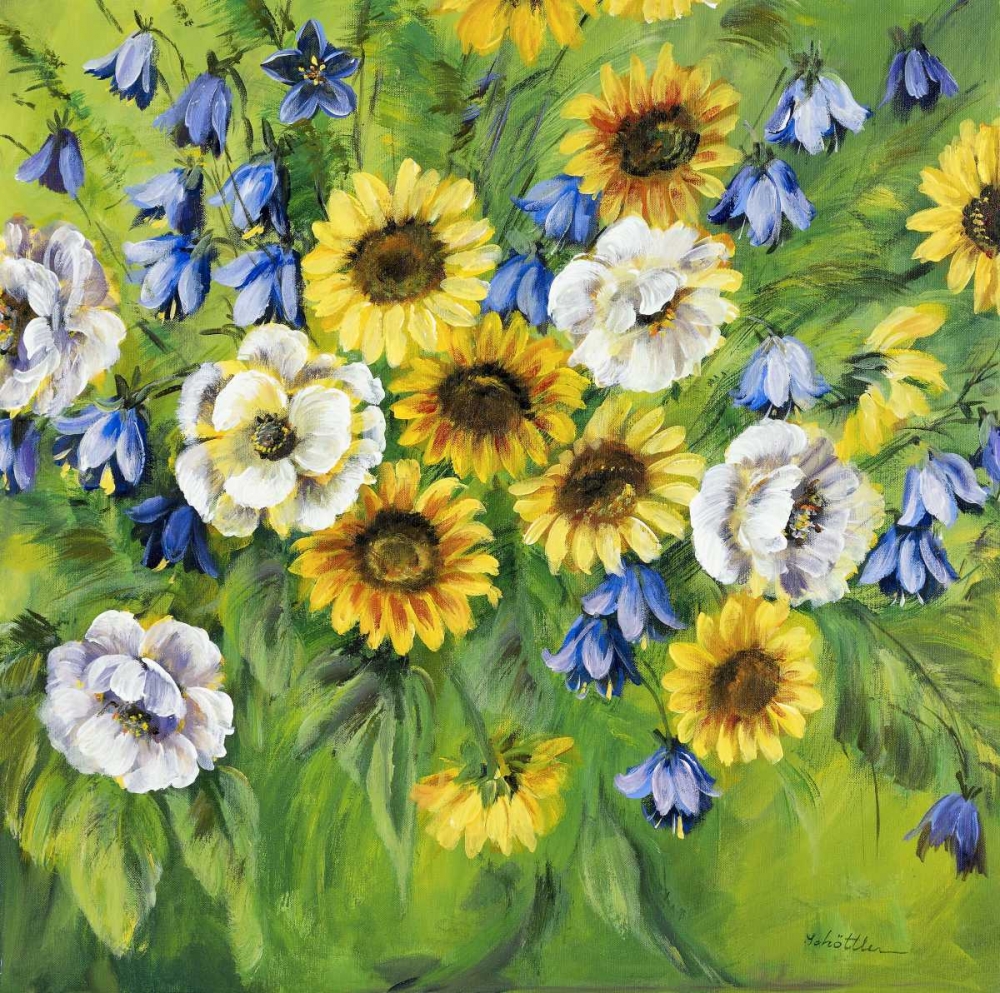 Wall art: Mixed sunflower bouquet, by Schottler, Katharina