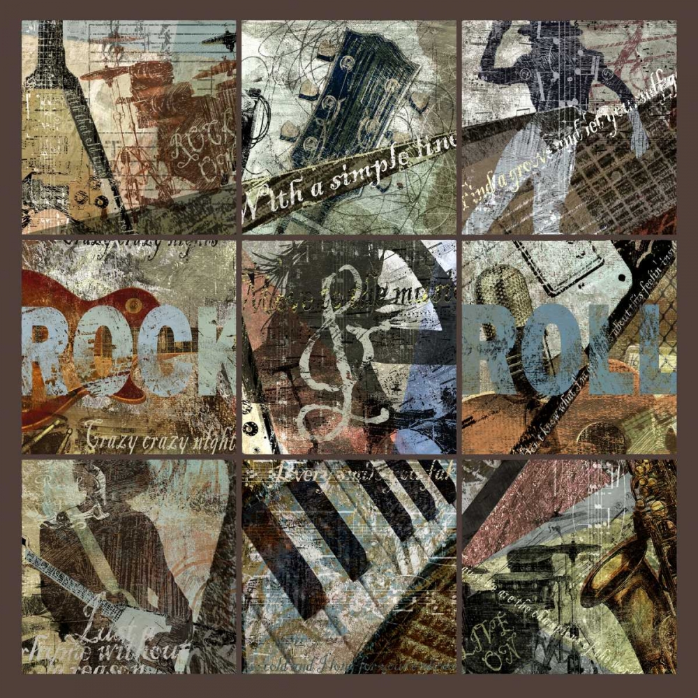 Wall art: ROCK and ROLL 9-PATCH- with grid, by Yang, Eric