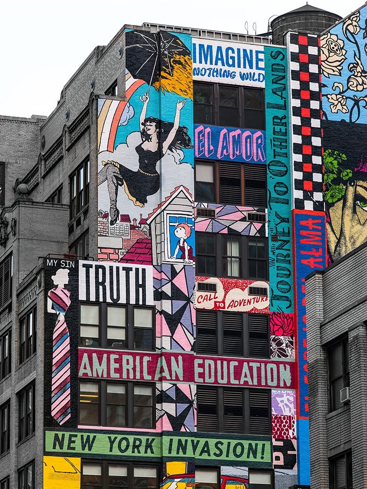 Art Print: Advertisements on building exterior-New York