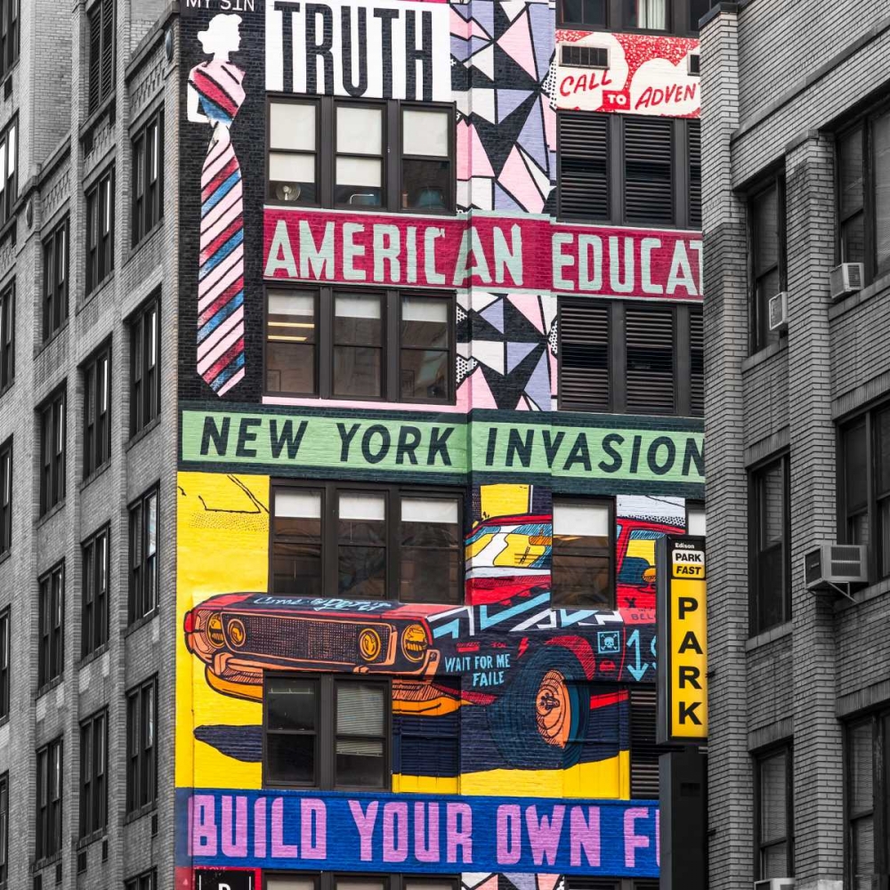 Wall art: Advertisements on building exterior, New York, by Frank, Assaf