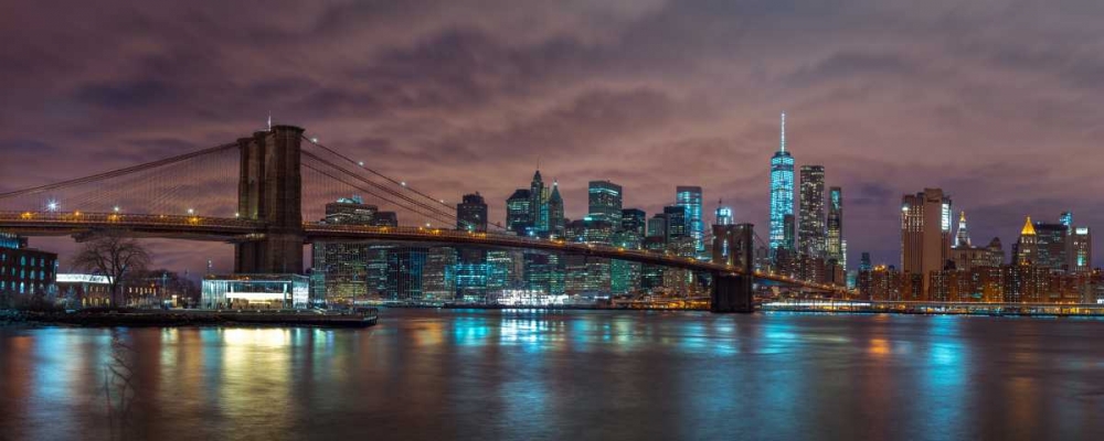 Art Print: Brooklyn Bridge and Manhattan skyline, New York