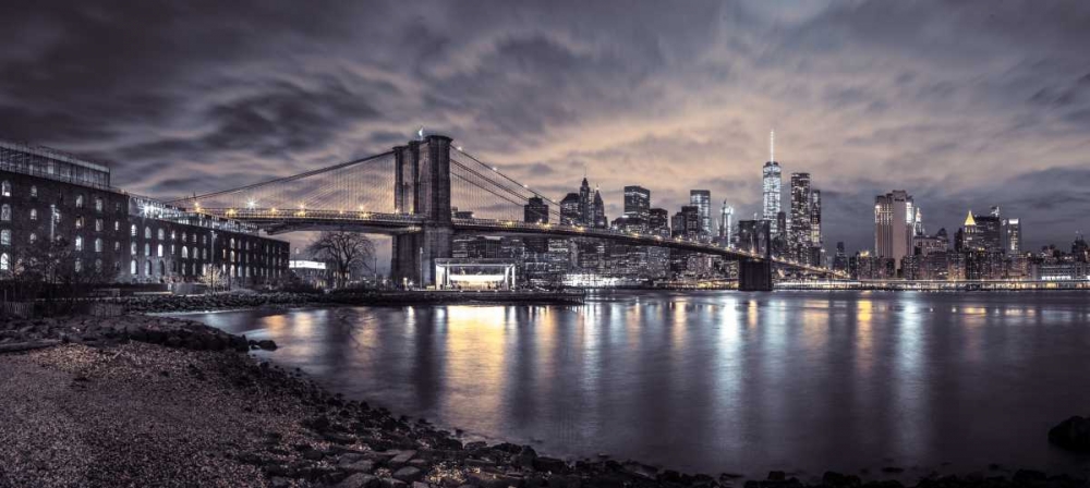 Art Print: Brooklyn Bridge and Manhattan skyline, New York