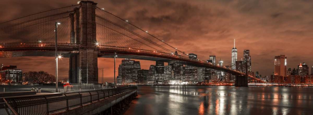 Art Print: Brooklyn bridge over East river, New York