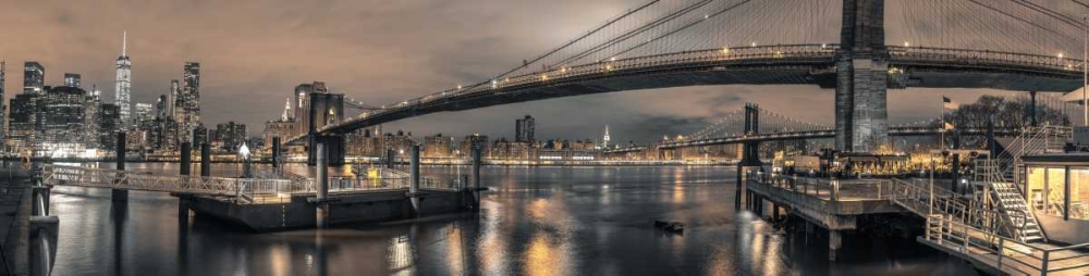 Art Print: Brooklyn bridge over East river, New York
